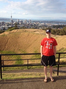 Behind me is a massive crater from Mt. Roskill, a dormant volcano!